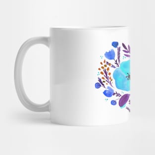 Watercolor poppies bouquet - blue and purple Mug